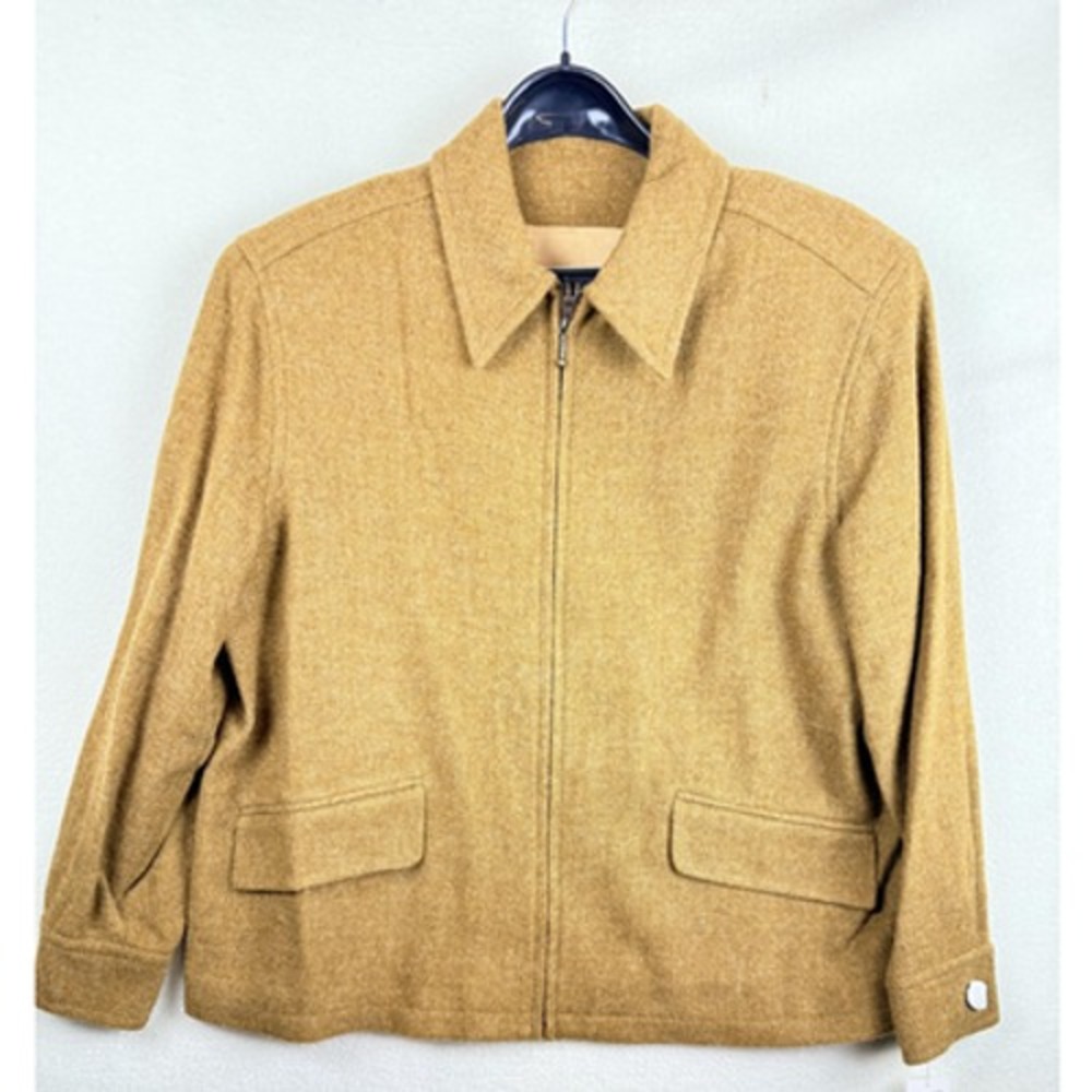 Rafael Suits Womens Gold 100% Wool Full Zip Jacket Size 14 NWT Vintage Style